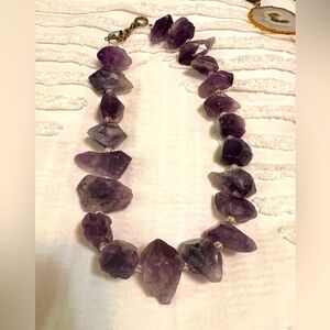 Raw Amethyst Chunk Necklace**